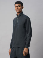 Men's Navy Cotton Polyester Regular Fit Tshirt