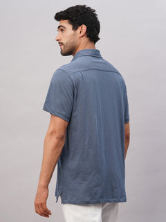 Men's Blue Cotton Regular Fit Tshirt