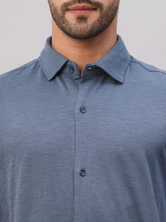 Men's Blue Cotton Regular Fit Tshirt