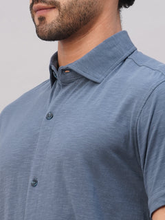Men's Blue Cotton Regular Fit Tshirt