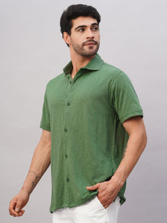 Men's Green Cotton Regular Fit Tshirt