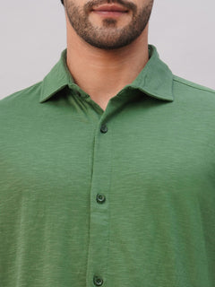 Men's Green Cotton Regular Fit Tshirt