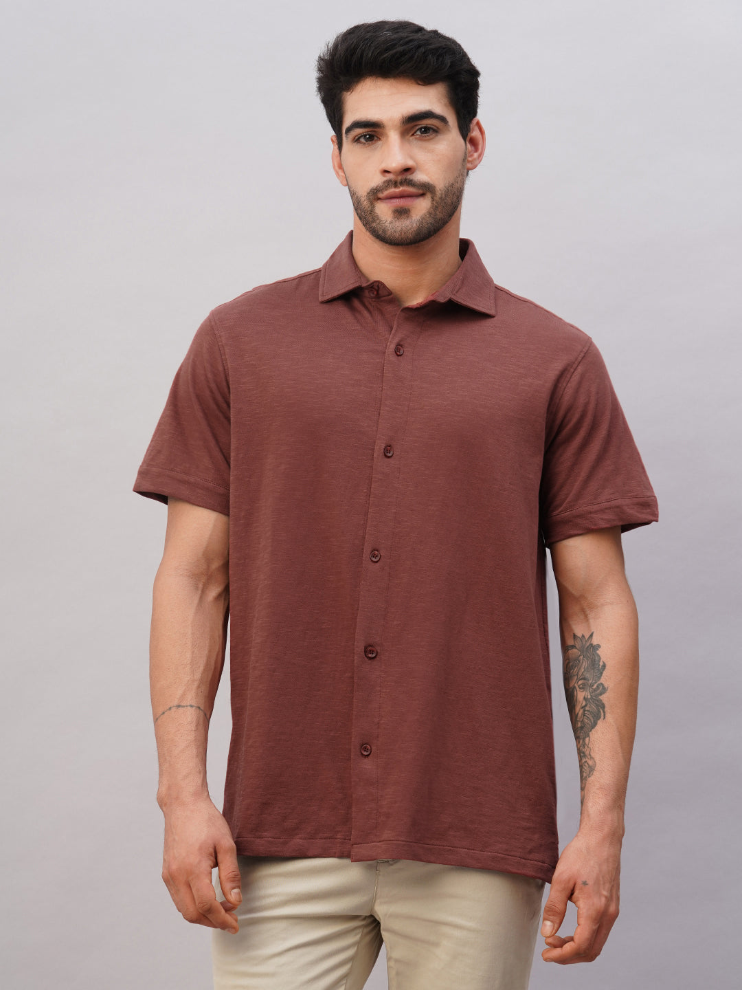 Men's Rust Cotton Regular Fit Tshirt