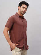 Men's Rust Cotton Regular Fit Tshirt