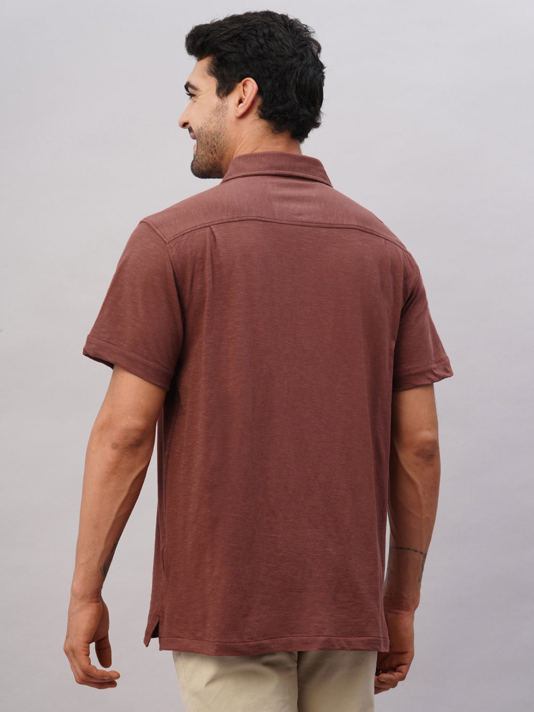 Men's Rust Cotton Regular Fit Tshirt