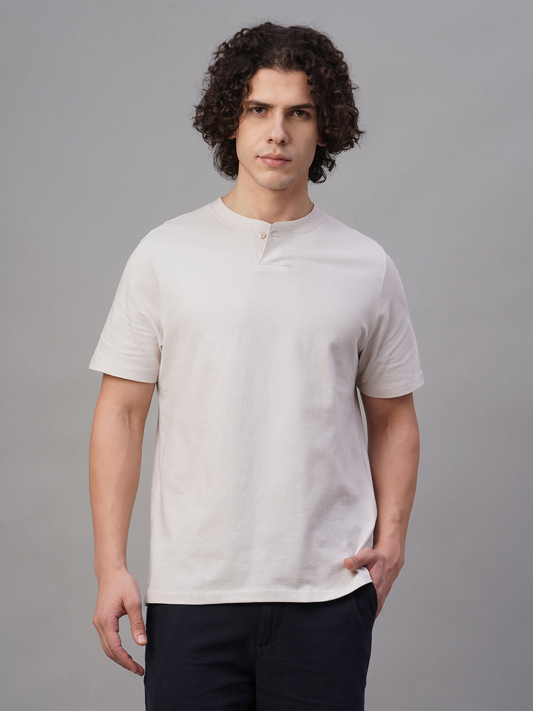 Men's Chalk 100% Cotton Regular Fit Tshirt