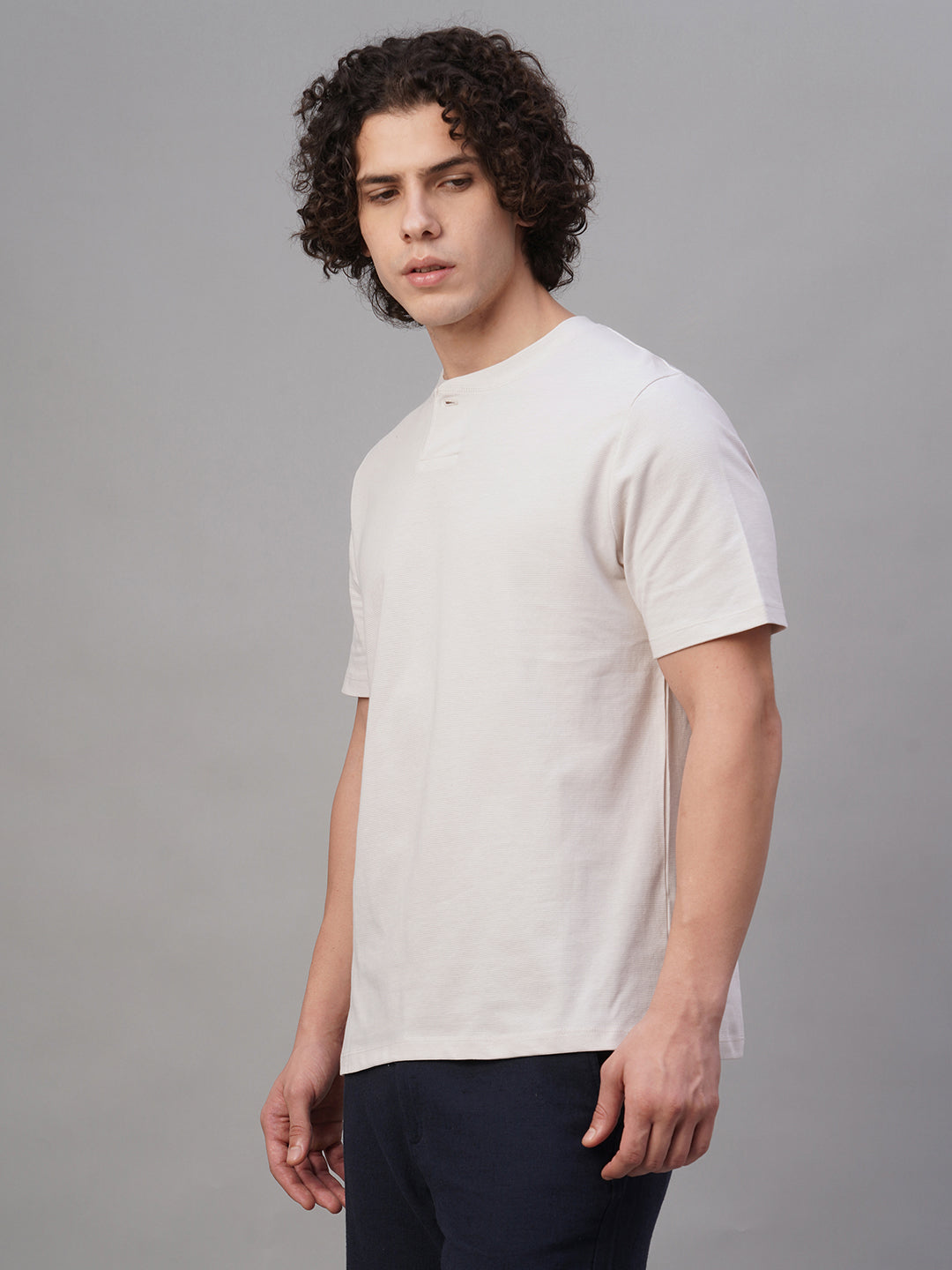 Men's Chalk 100% Cotton Regular Fit Tshirt