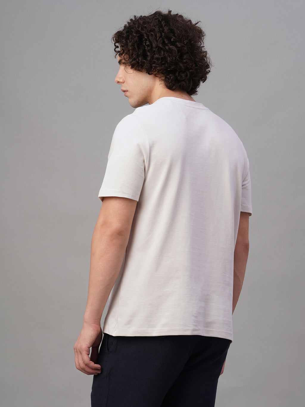 Men's Chalk 100% Cotton Regular Fit Tshirt