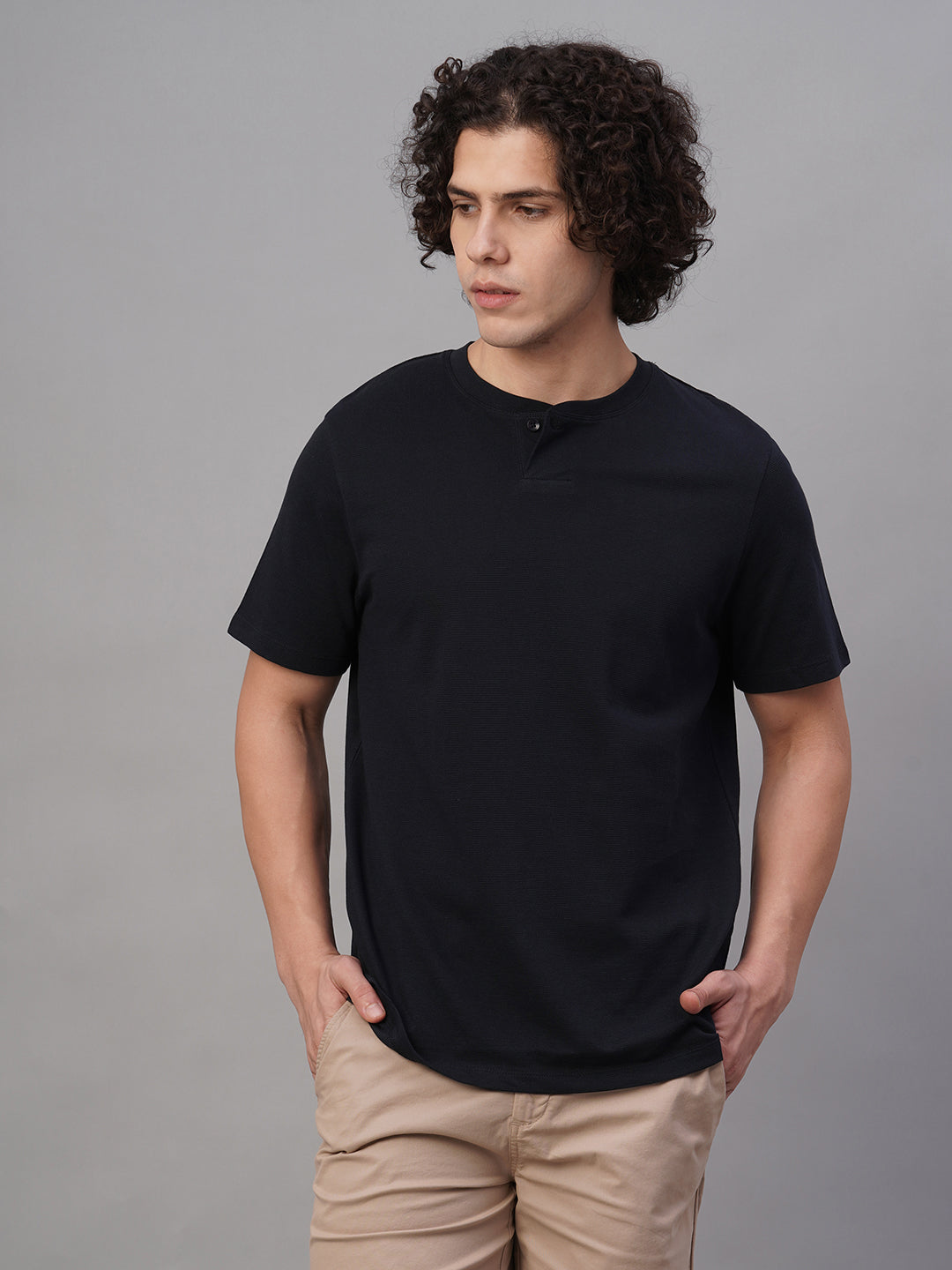 Men's Navy 100% Cotton Regular Fit Tshirt