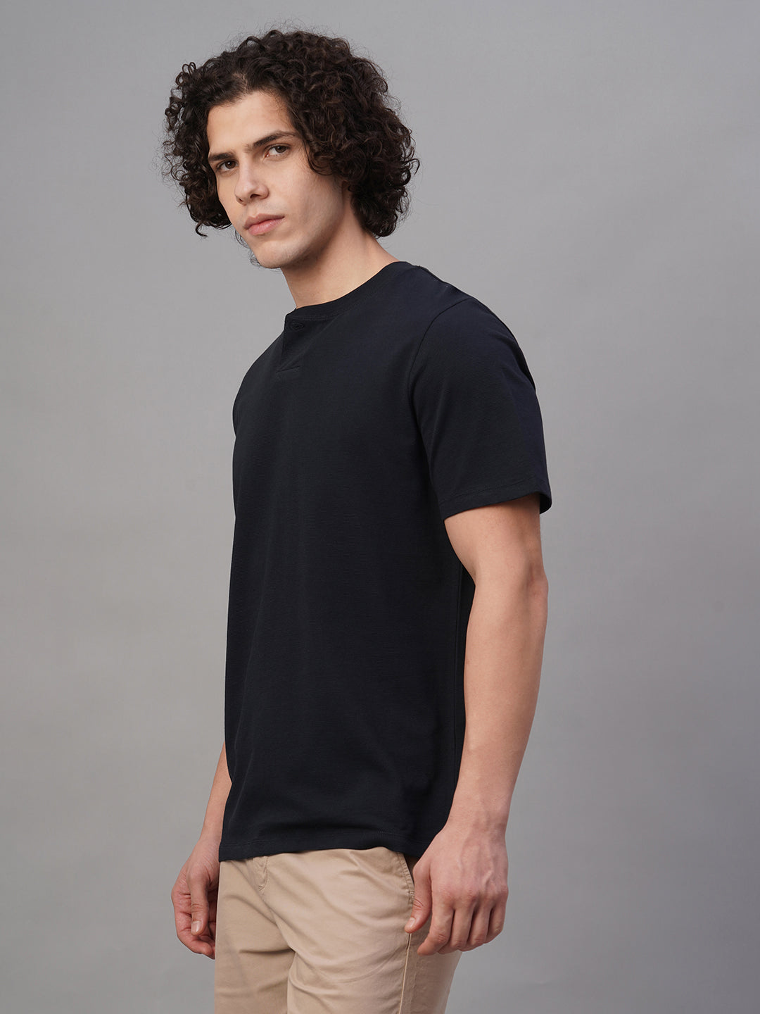 Men's Navy 100% Cotton Regular Fit Tshirt