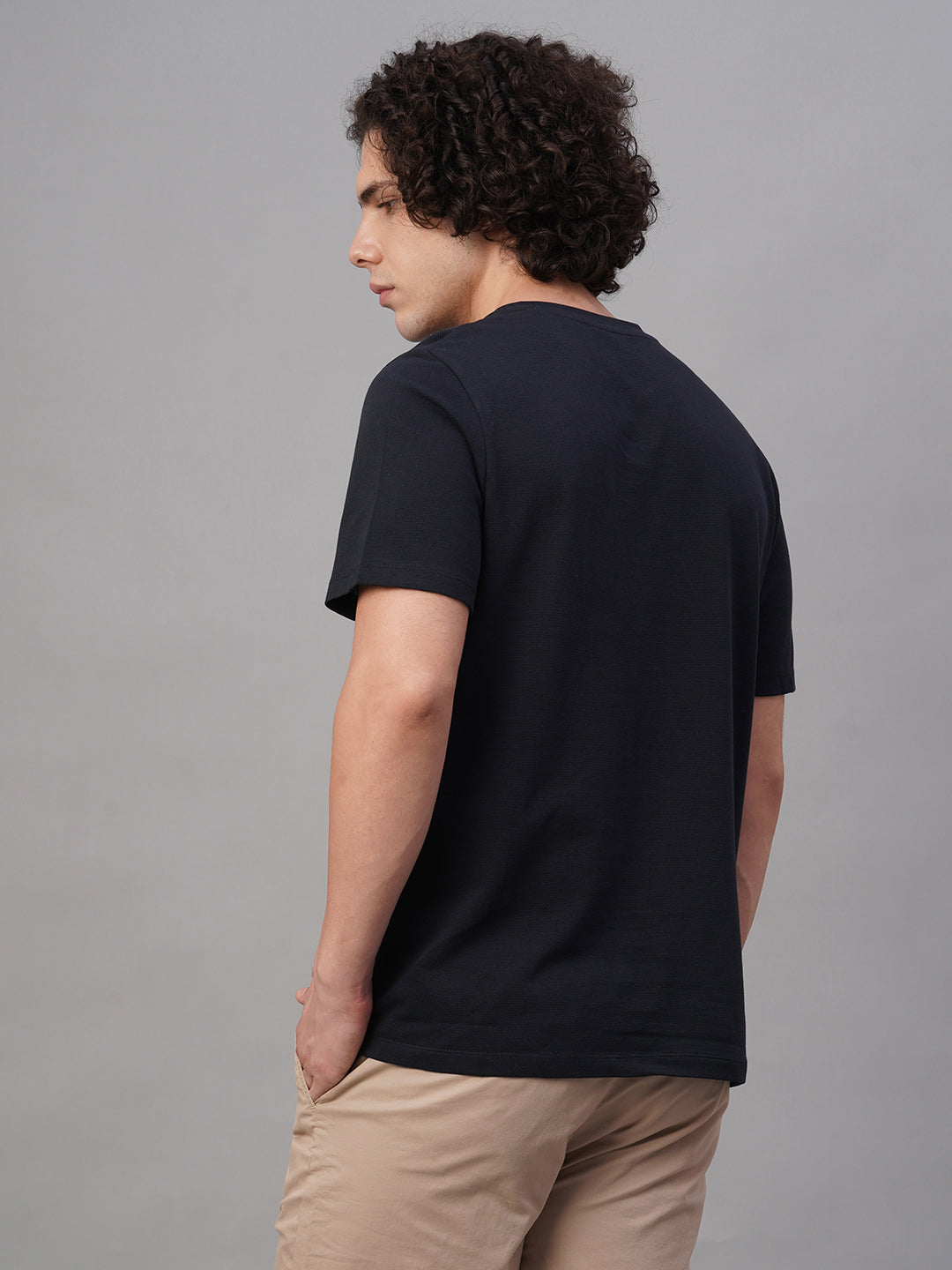 Men's Navy 100% Cotton Regular Fit Tshirt