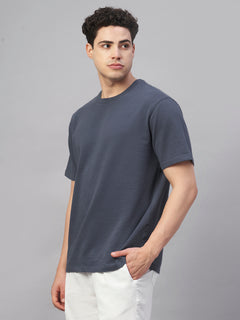 Men’s Cotton Elastane Regular Fit Round Neck T-Shirt Blue