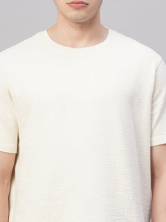 Men's Cotton Elastane Regular Fit Tshirt Natural