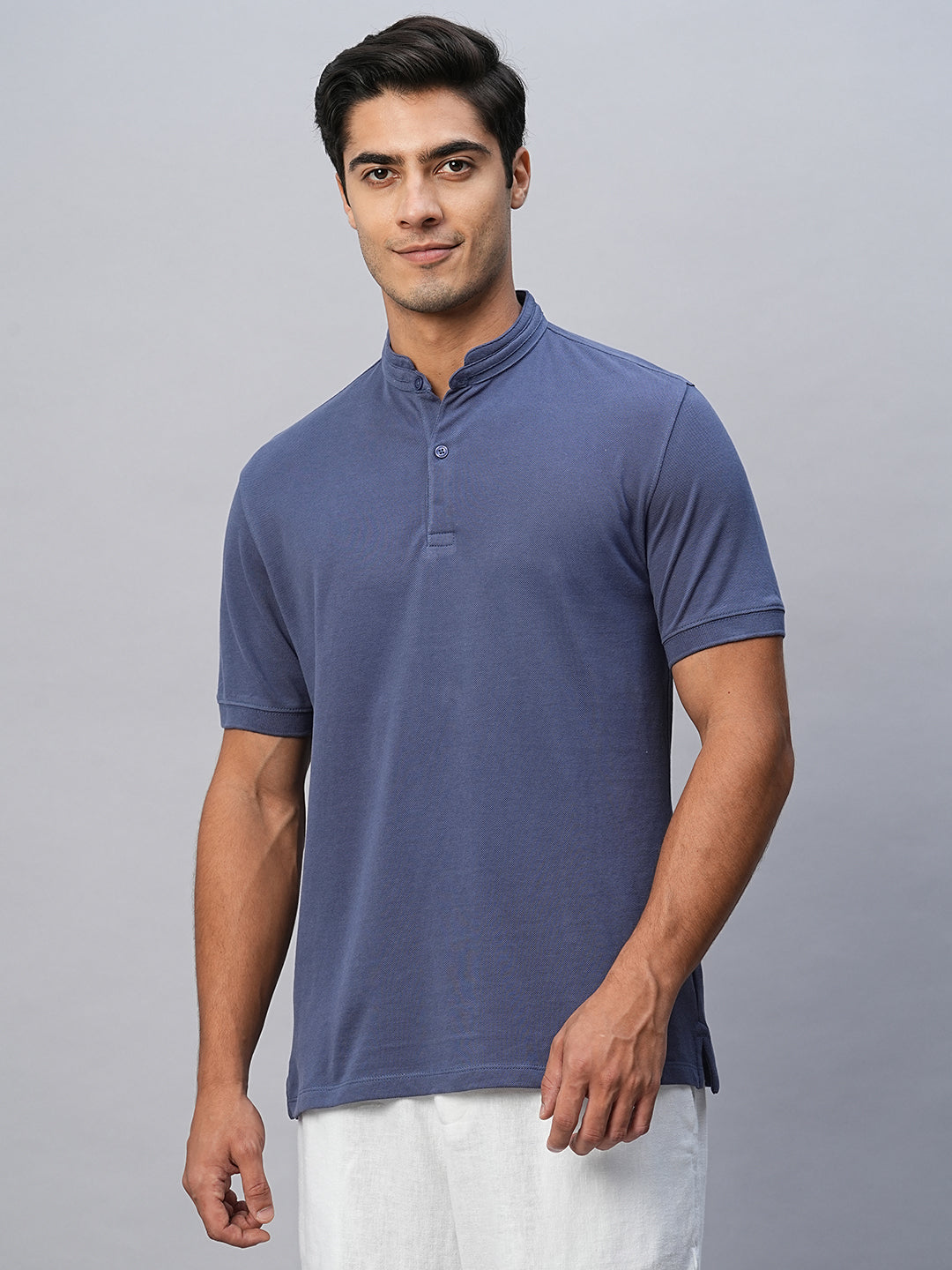 Men's Blue Cotton Regular Fit Tshirts