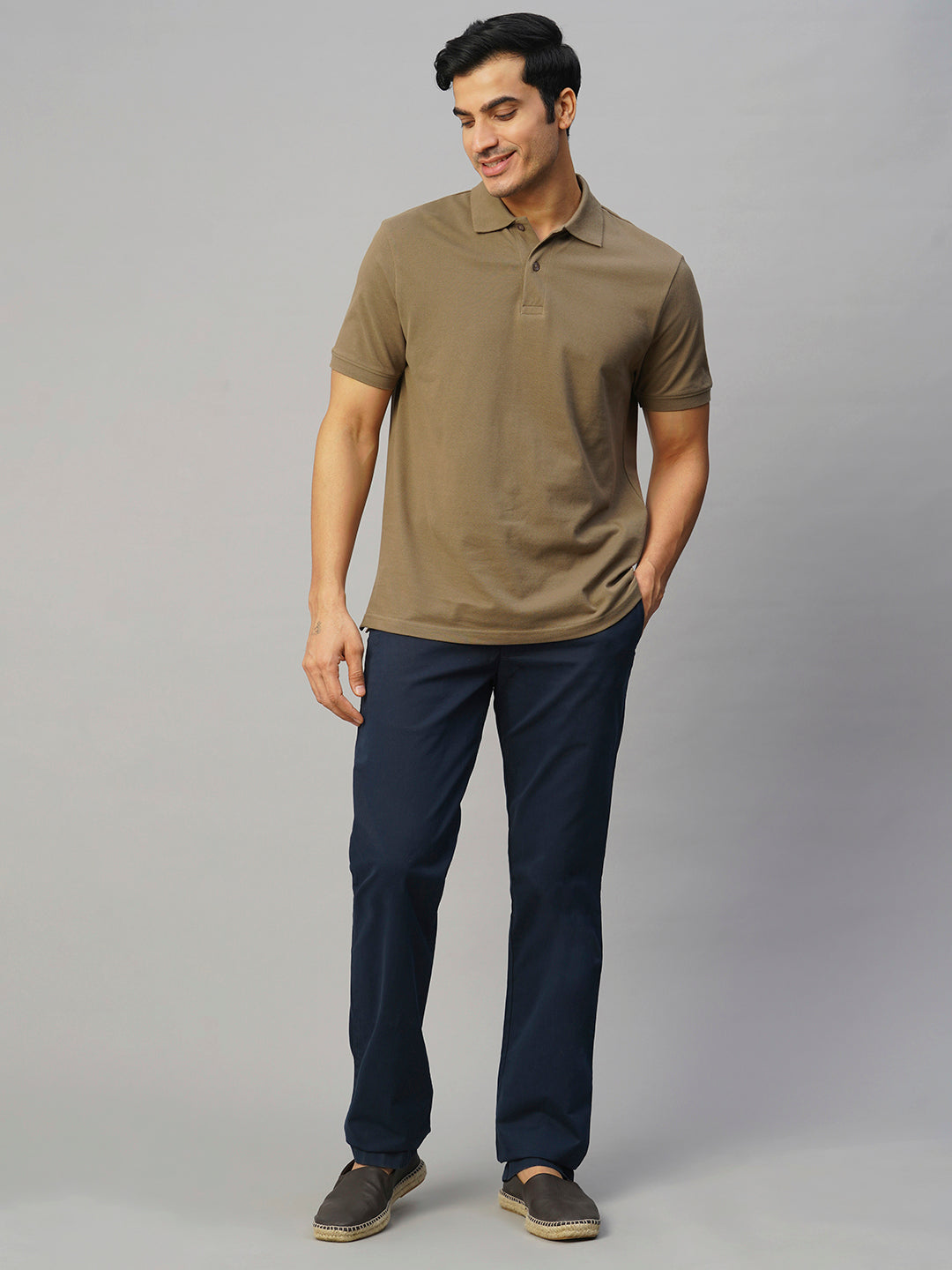 Men's Brown Cotton Regular Fit Tshirt