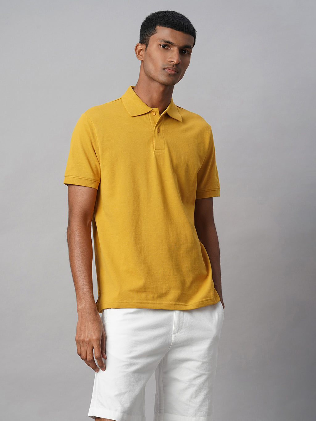 Men's Mustard 100% Cotton Regular Fit Tshirt