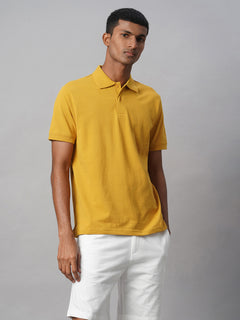 Men's Mustard 100% Cotton Regular Fit Tshirt