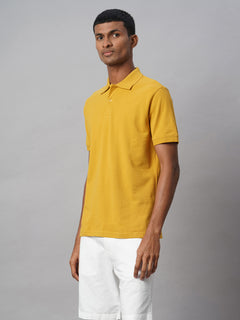 Men's Mustard 100% Cotton Regular Fit Tshirt