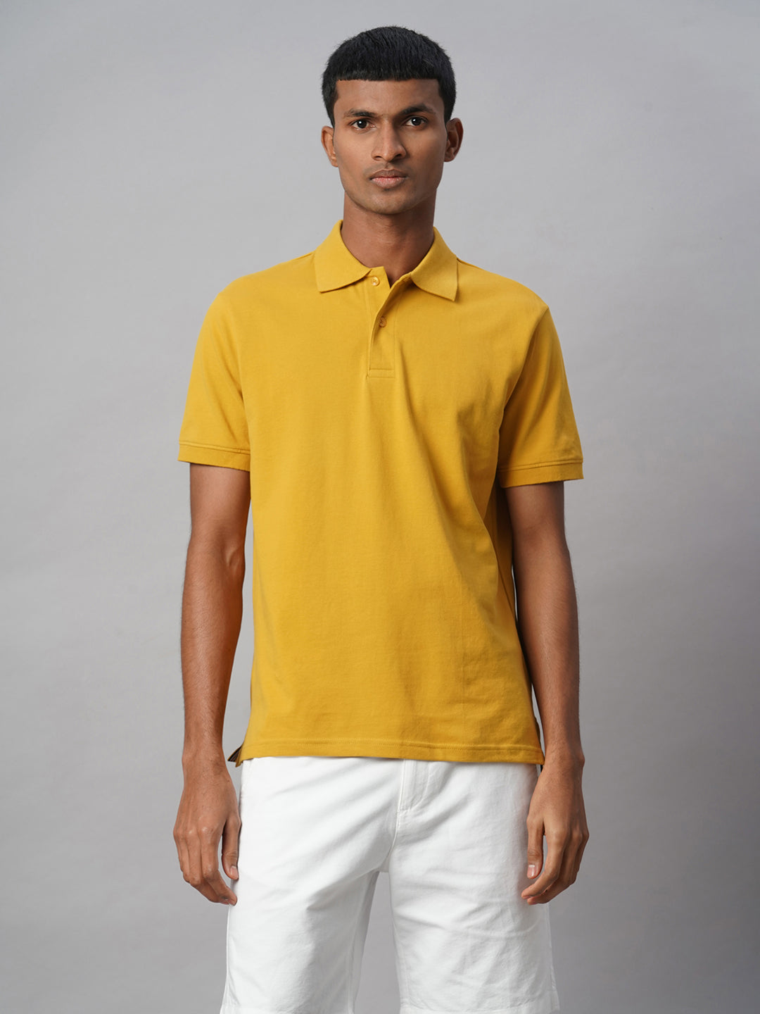 Men's Mustard 100% Cotton Regular Fit Tshirt