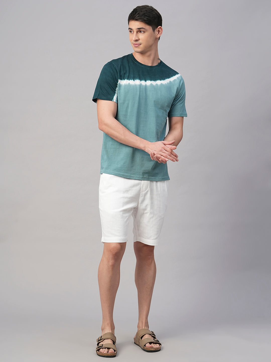 Men's Green Cotton Regular Fit Tshirt