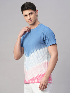 Men's Blue Cotton Regular Fit Tshirt