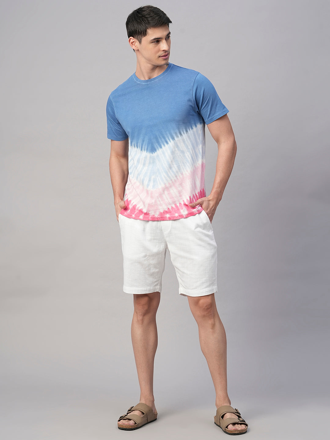 Men's Blue Cotton Regular Fit Tshirt