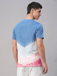Men's Blue Cotton Regular Fit Tshirt