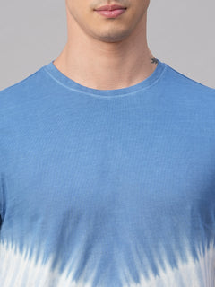Men's Blue Cotton Regular Fit Tshirt