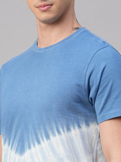 Men's Blue Cotton Regular Fit Tshirt