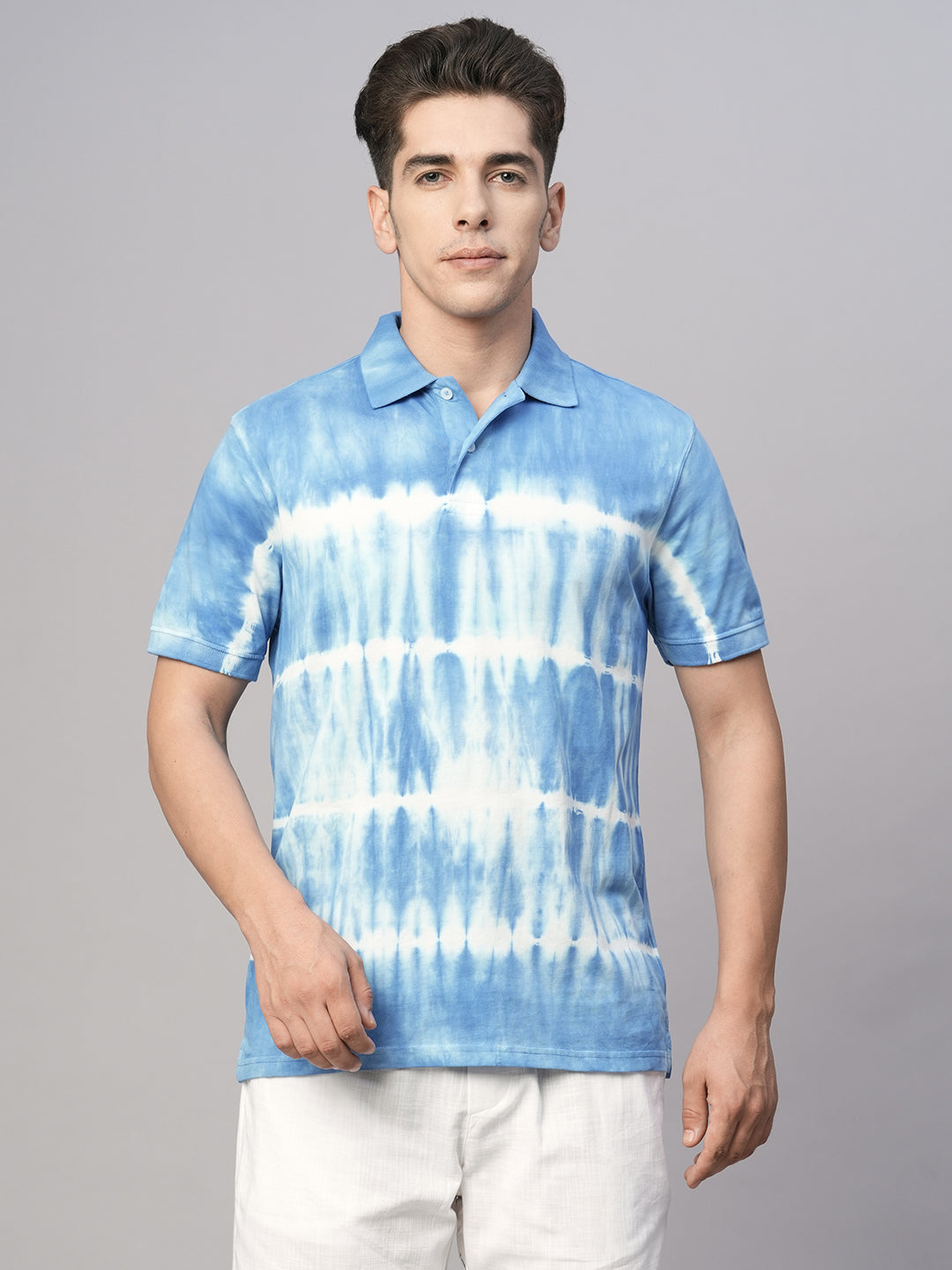 Men's Blue Cotton Regular Fit Tshirt