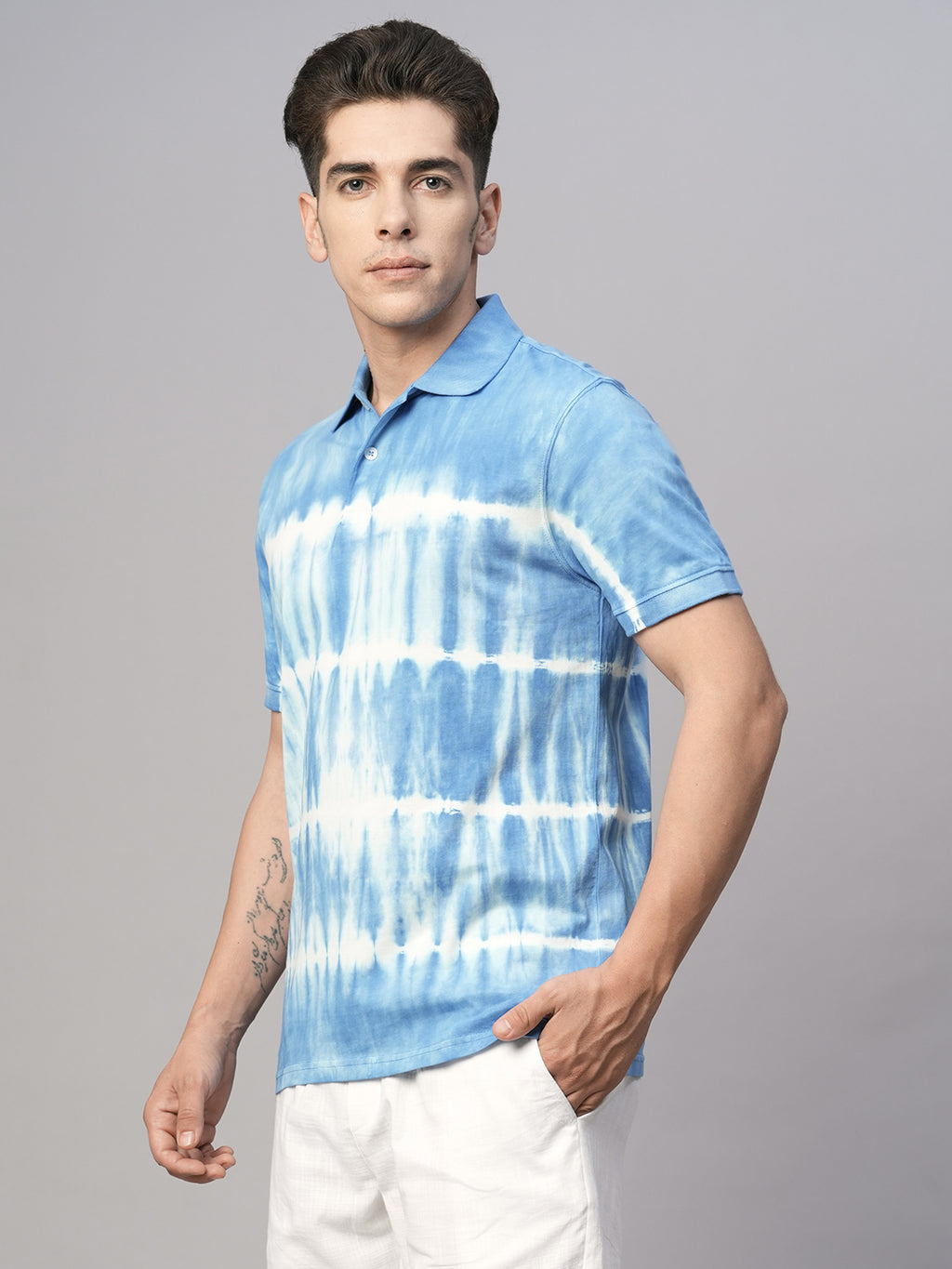 Men's Blue Cotton Regular Fit Tshirt