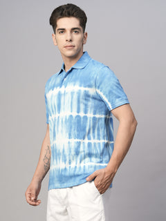 Men's Blue Cotton Regular Fit Tshirt