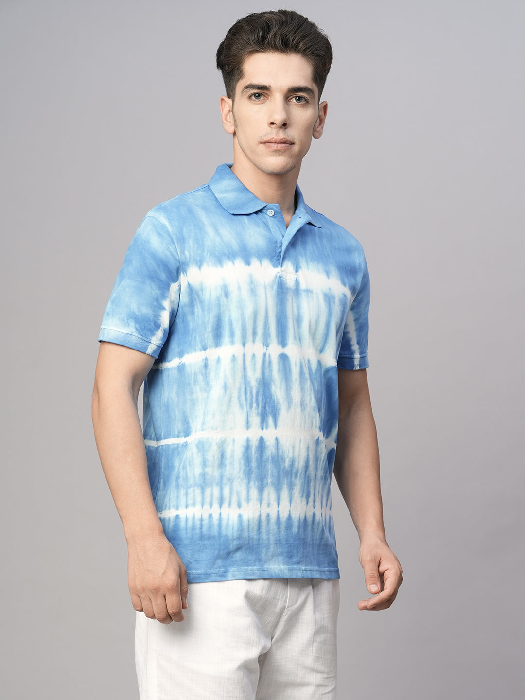 Men's Blue Cotton Regular Fit Tshirt