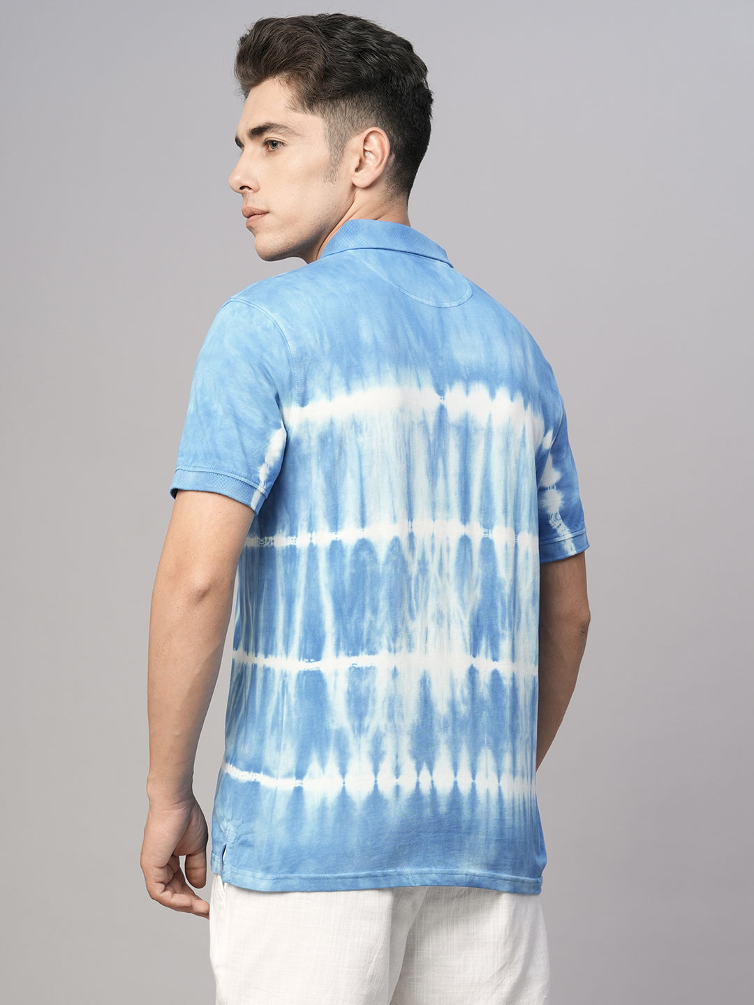 Men's Blue Cotton Regular Fit Tshirt