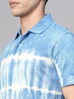 Men's Blue Cotton Regular Fit Tshirt