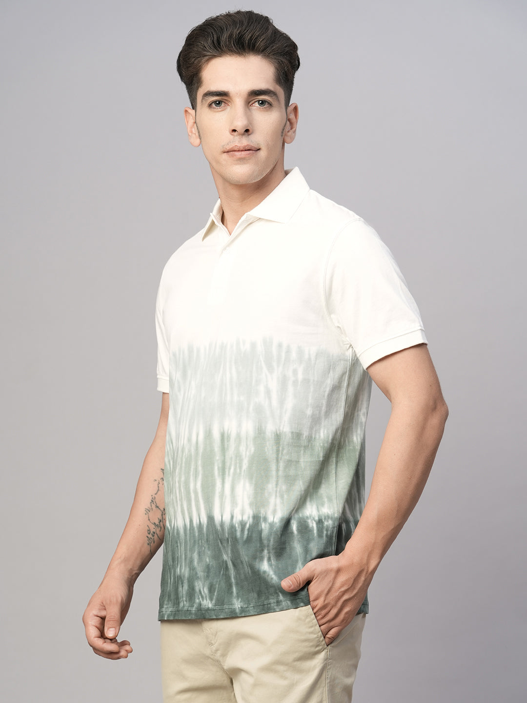 Men's Green Cotton Regular Fit Tshirt