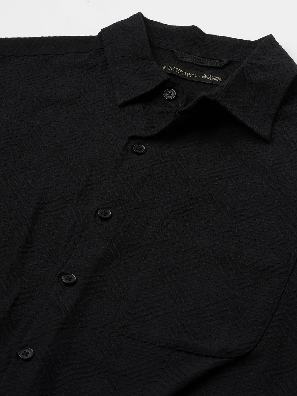 Men's Black Cotton Elastane Regular Fit Tshirt