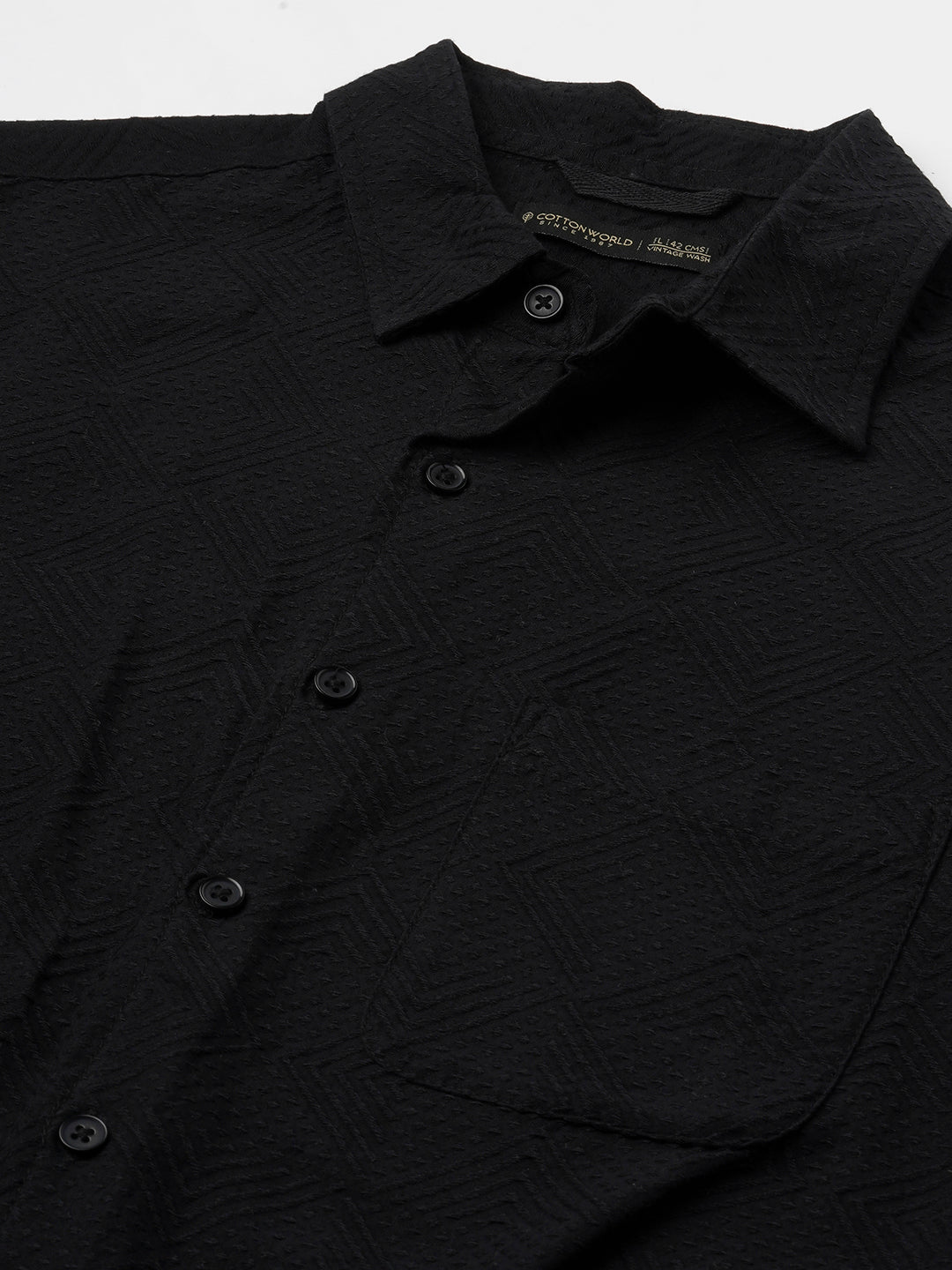 Men's Black Cotton Elastane Regular Fit Tshirt