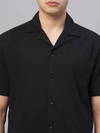 Men's Black Cotton Elastane Regular Fit Tshirt