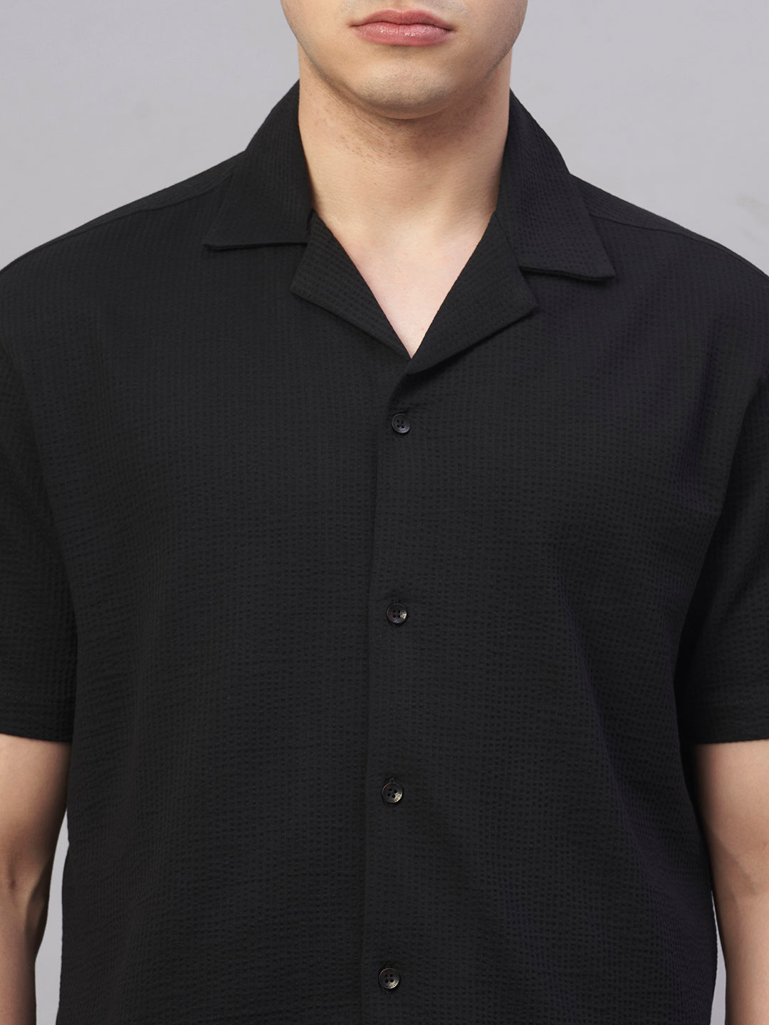 Men's Black Cotton Elastane Regular Fit Tshirt
