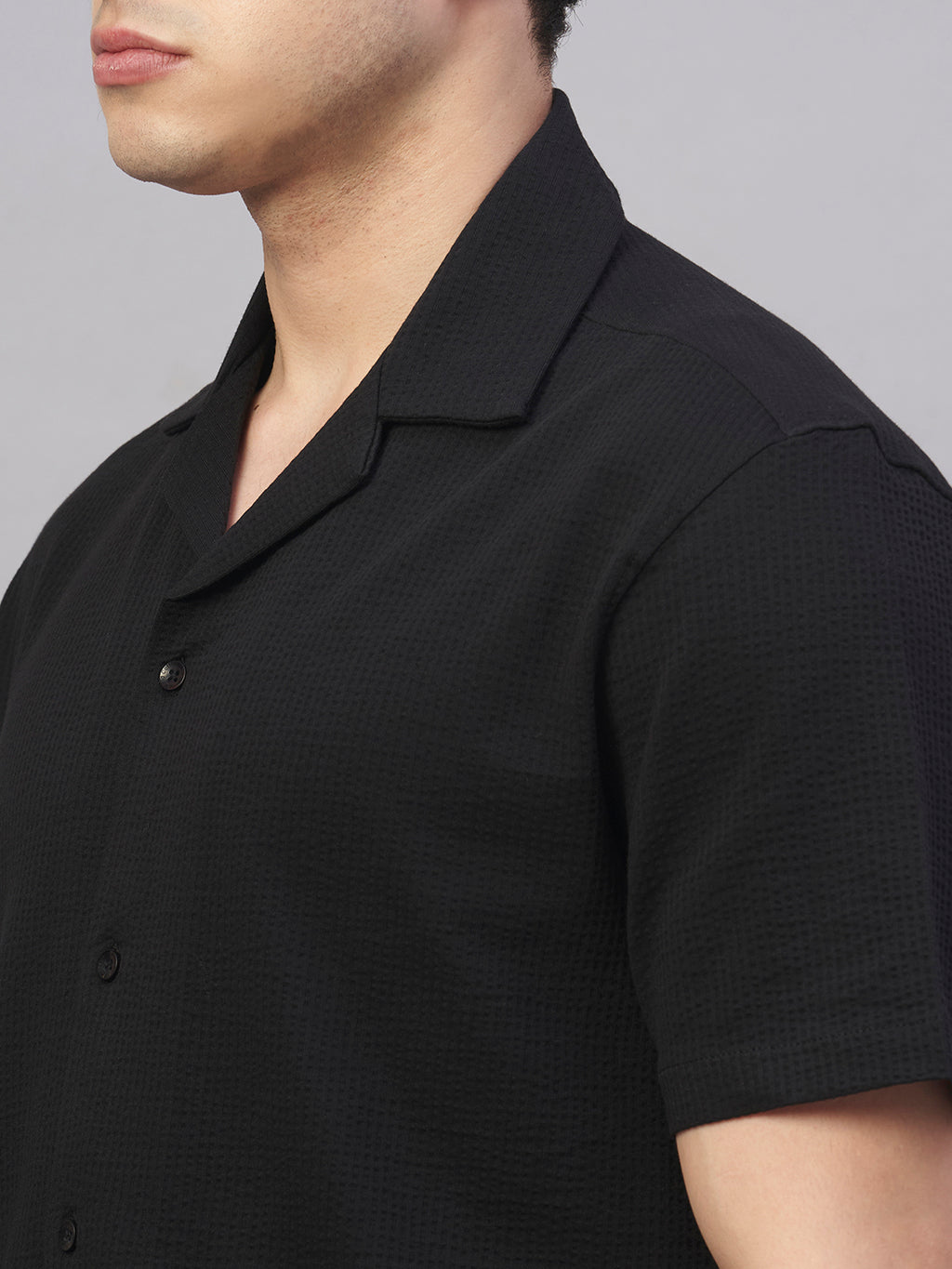 Men's Black Cotton Elastane Regular Fit Tshirt