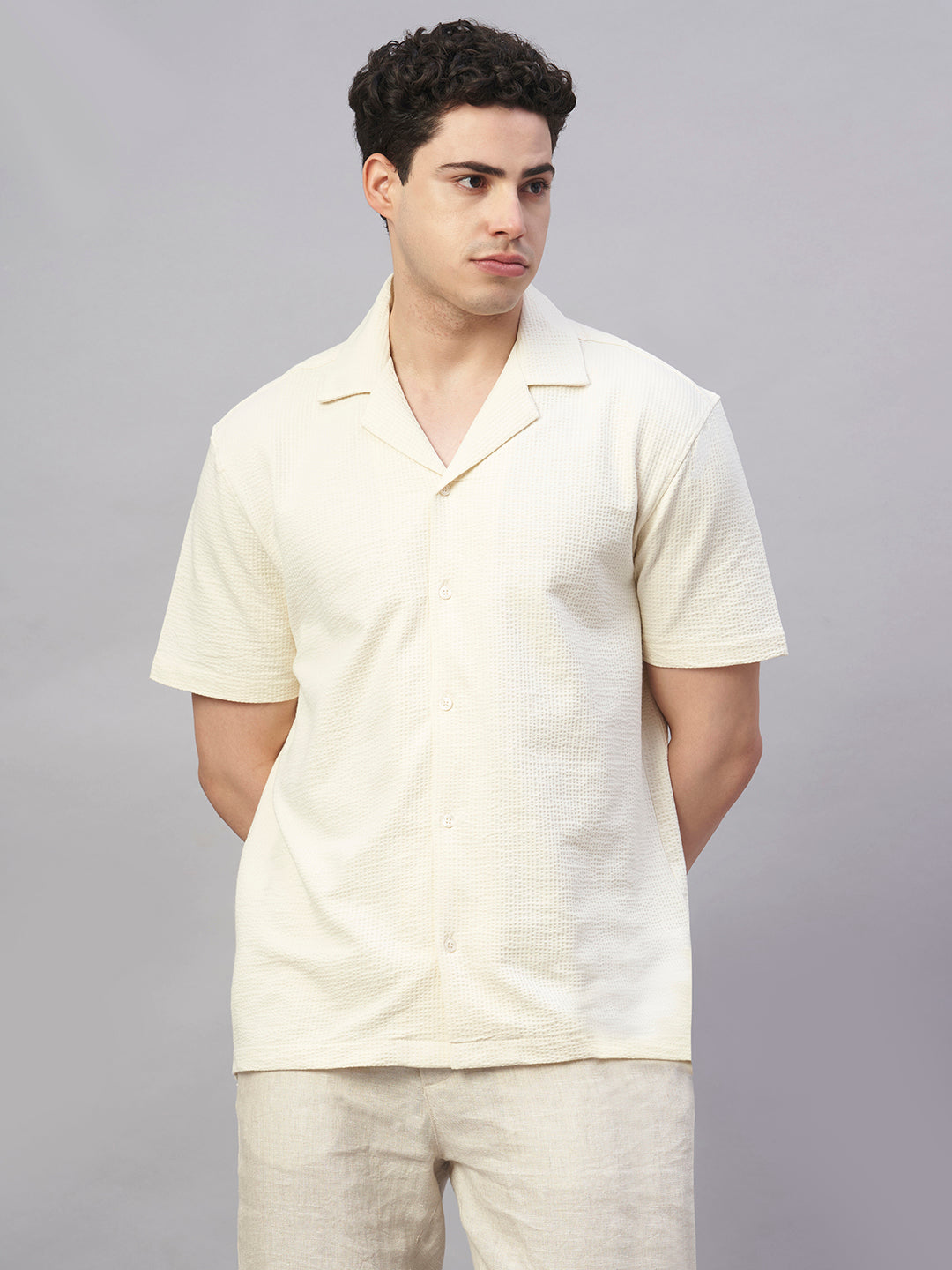 Men's Natural Cotton Elastane Regular Fit Tshirt