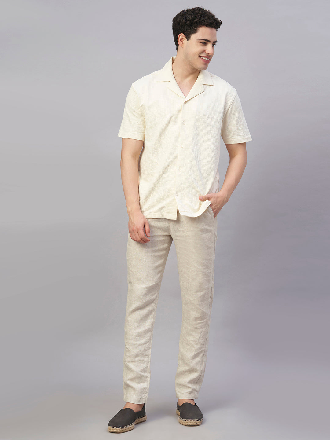 Men's Natural Cotton Elastane Regular Fit Tshirt