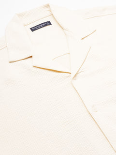 Men’s Cotton Elastane Regular Fit Button Front T-Shirt Natural