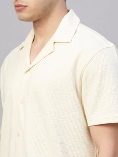 Men’s Cotton Elastane Regular Fit Button Front T-Shirt Natural