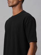 Men's Black 100% Cotton Regular Fit Tshirt