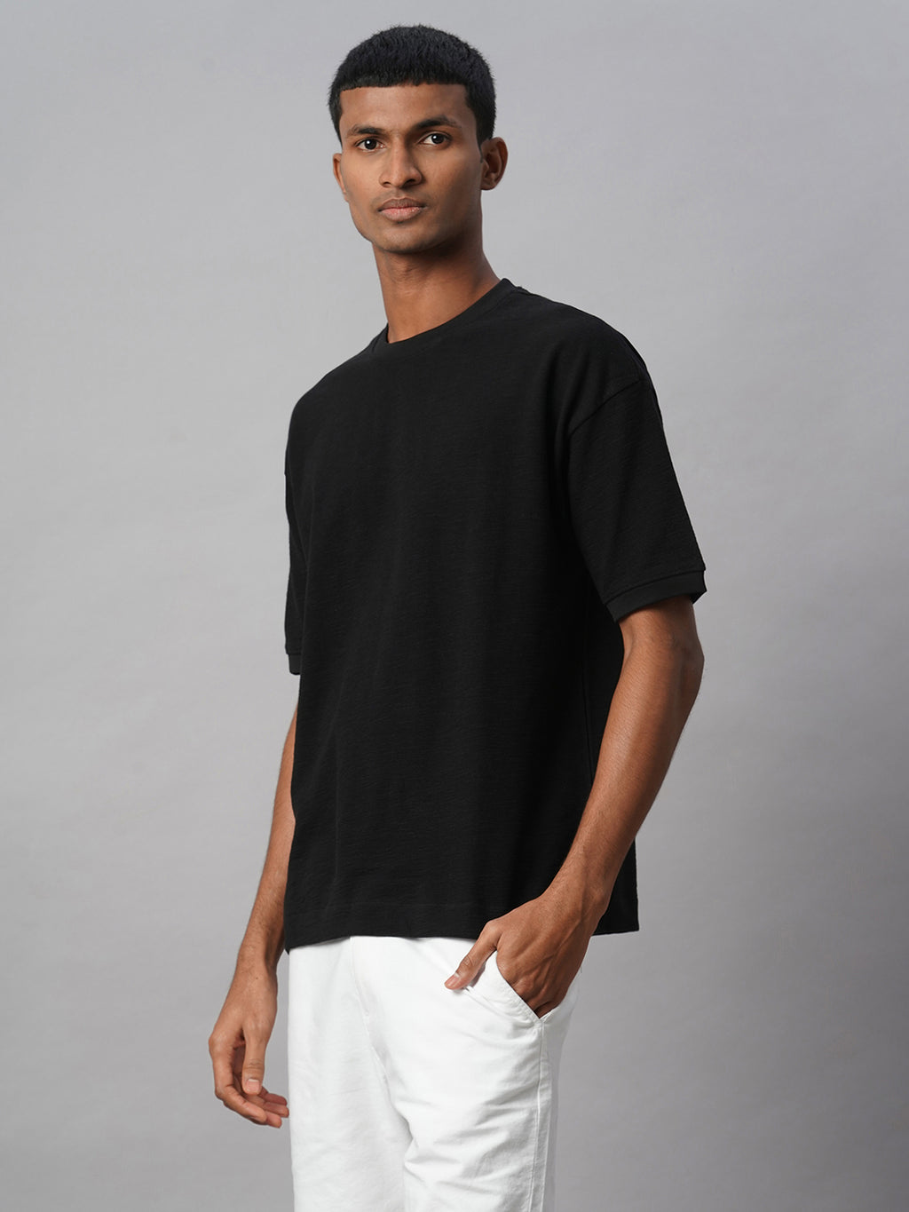 Men's Black 100% Cotton Regular Fit Tshirt