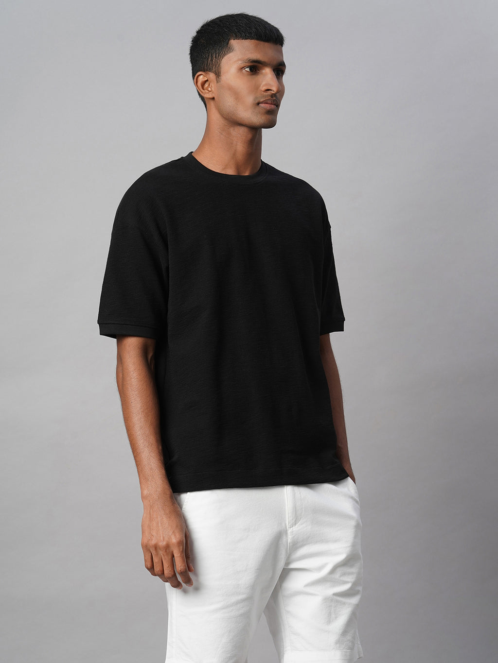 Men's Black 100% Cotton Regular Fit Tshirt