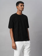 Men's Black 100% Cotton Regular Fit Tshirt