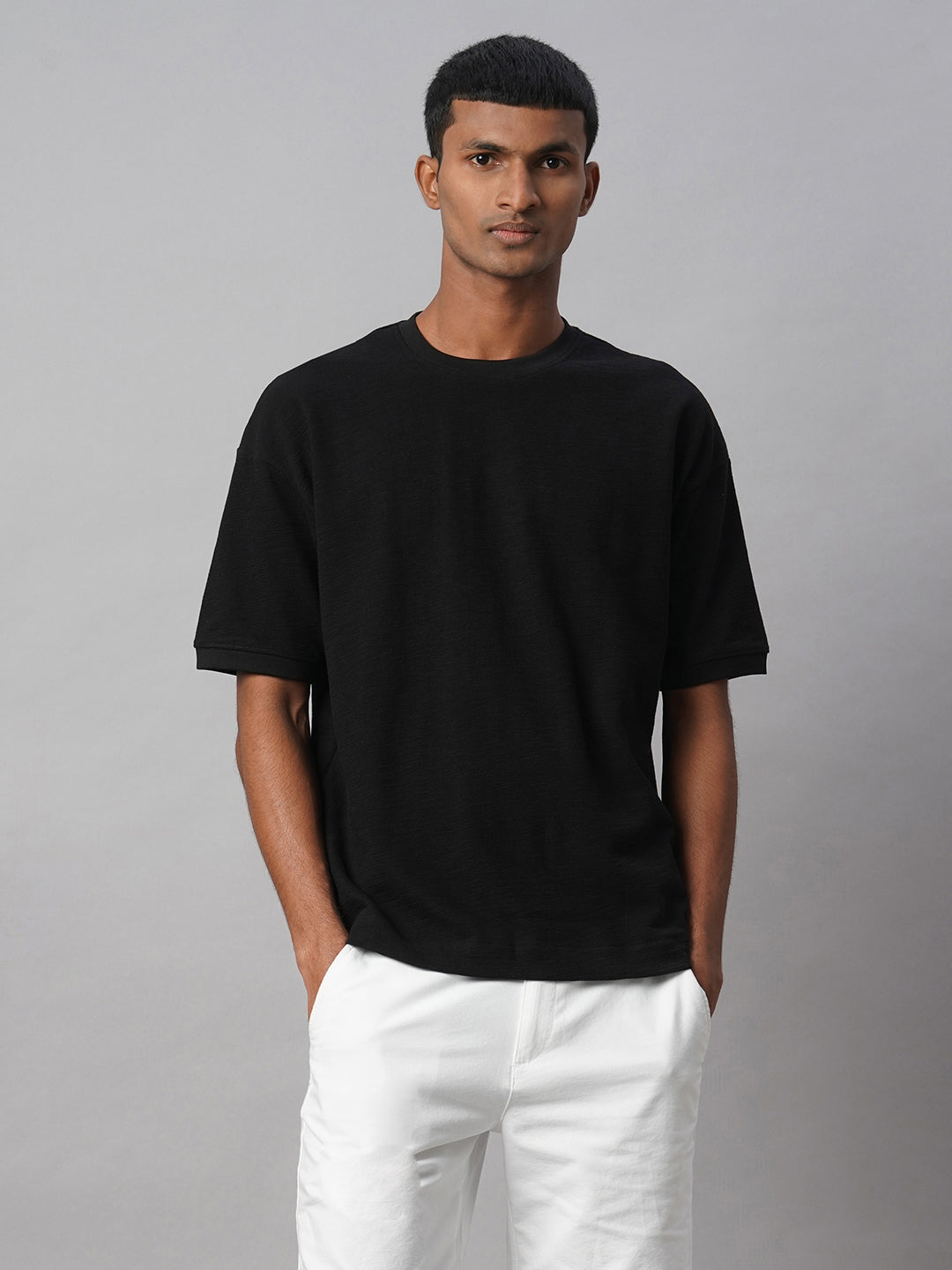 Men's Black 100% Cotton Regular Fit Tshirt
